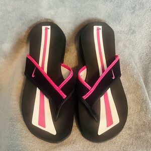 Nike Black and Pink flip flops
